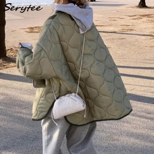 Serytee Autumn Loose Casual Parkas Wineb Fasguib Colors Patchwork Thin Cotton Liner Jacket Coat Female Oversize Warm Autumn Coat