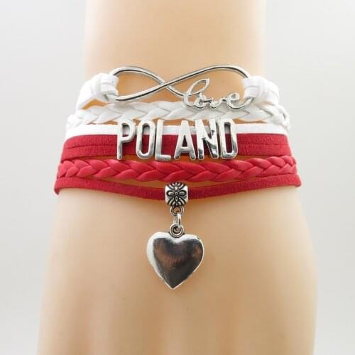 Infinity love poland Bracelet heart Charm poland national flag bracelets & bangles for Woman and man jewelry
