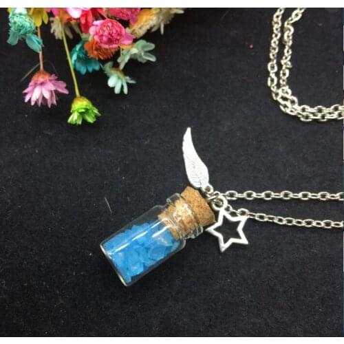 1sets/lot Handmade Pendants luky necklace ocean sea sand glass energetic charm Cork glass Vial wishing Bottle Pendant jewelry