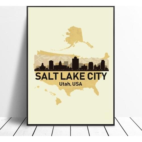 Salt Lake City USA Canada Art Print Poster Picture Wall Modern Minimalist Bedroom Living Room Decoration