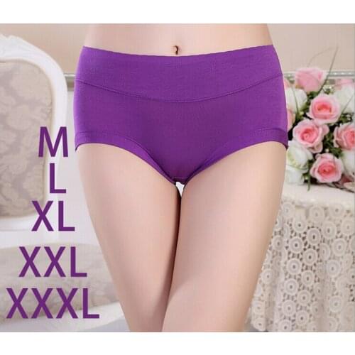 Factory direct supply panties Bamboo Fibre plus-size underwear female pure color women classic briefs 10pcs/lot
