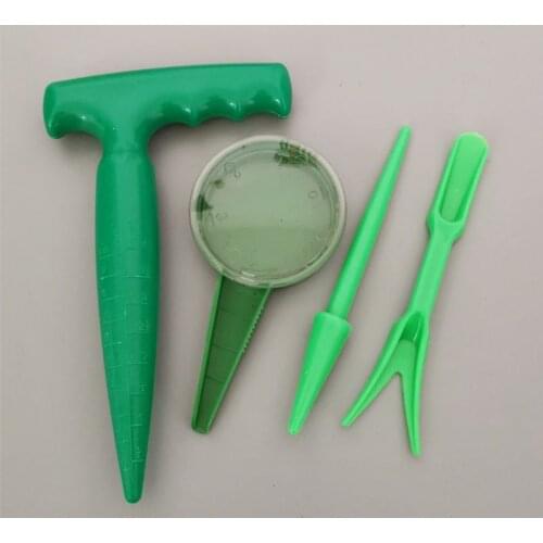 4 Pcs Mini Sowing Seeds Dispenser Distributor Traditional Dibber and Widger Set Adjustable Garden Flower Plant Hand