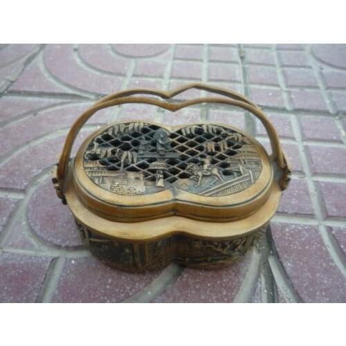 Rare old Ming Dynasty copper stove,wonderful carving ,with mark,best collection& adornment,Free shipping