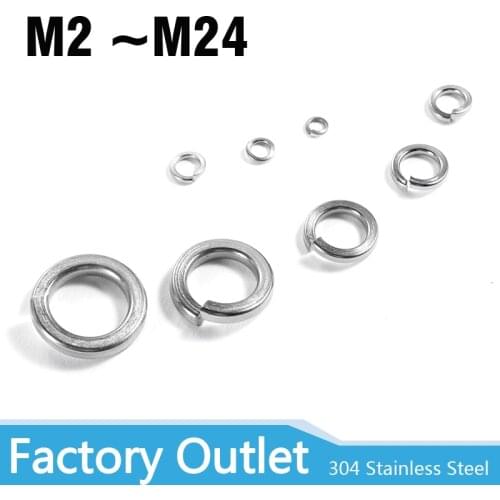 304 Stainless Steel Screw Spring Washers M2 M2.5 M3 M4 M5 M6 M8 M10 M12 M14 M16 M18 M20 M22 M24 Washers for Bolt Fasteners