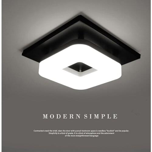 Modern Minimalism Black Square Iron Dimming Lamp Bathroom Balcony Corridor Aisle Kitchen Ceiling Light