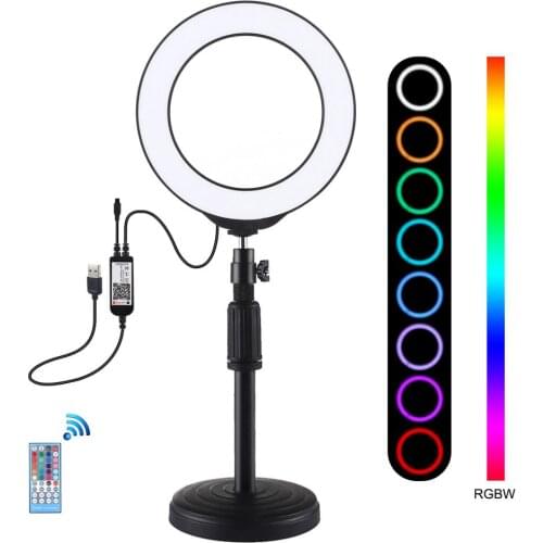 PULUZ 6.2 inch 16cm USB RGBW Dimmable LED Ring Light for TikTok Youtube Live Broadcast Vlogging Photography with 28cm Desktop