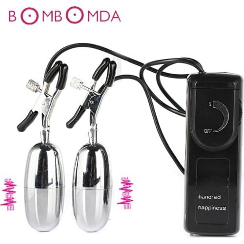 Vibrating Nipple Clamps Vibrators Sex Toys for Women Clitoris Clip Nipple Vibrators Breast Stimulator Double Balls Clip Massager
