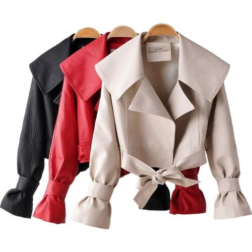 Nice New Fashion Street Faux Leather Jacket Women Casual Loose Batwing Sleeve Washed Pu Leather Coat Biker Jackets Motorcycle