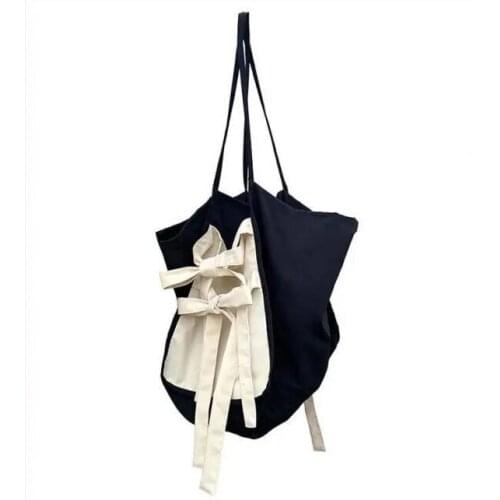 Women Bag Korean Ladylike Bow Nylon Tote Bag New Fashion SOFT Zipper High-Capacity Shoulder Bags Handbags Sweet Girls Bag
