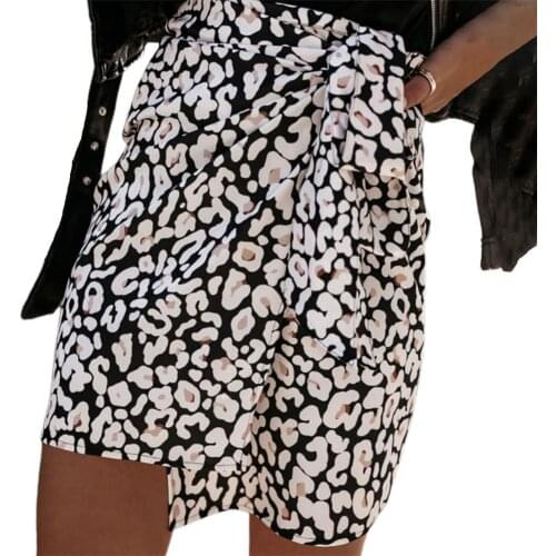 2021 Women Skirt Leopard Print High Waist Temperament A-line Irregular Short Skirt for party club Summer Street wear White xxl