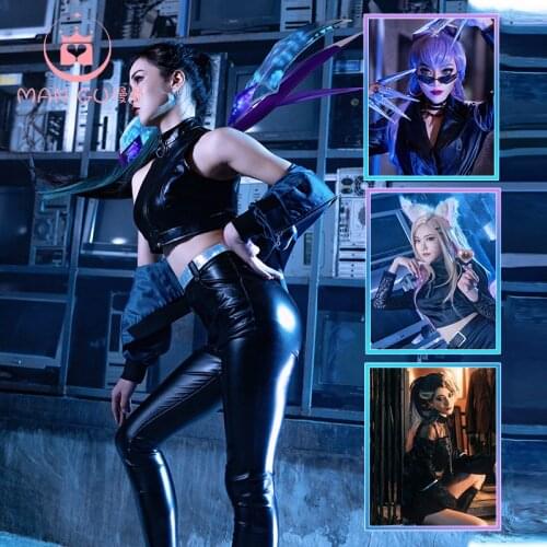 Women LOL KDA Akali Ahri Evelynn Kaisa Cosplay Costume Halloween Party Outfit for Girls