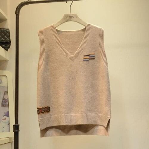 Woman Sweaters V-neck Knitted Vest Womens Fall 2020 Loose Sleeveless Sweater Waistcoat Femme Chandails Pull Hiver