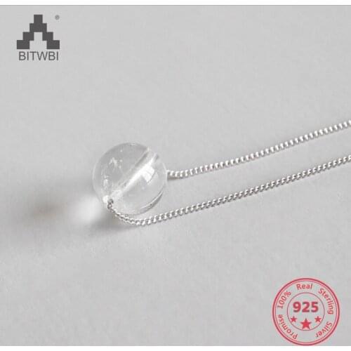 100% S925 Sterling Silver 2018 Hot Sale Crystal Glass Ball Pendant Necklaces For Women Jewelry Gift