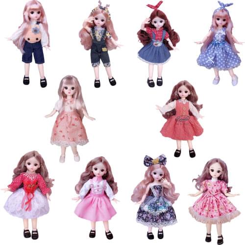 12 Inch 22 Movable Joints BJD Doll 30cm 1/6 Makeup Dress Up Cute Long Hair Doll With Fashion Dress For Girls Toys Christmas Gift
