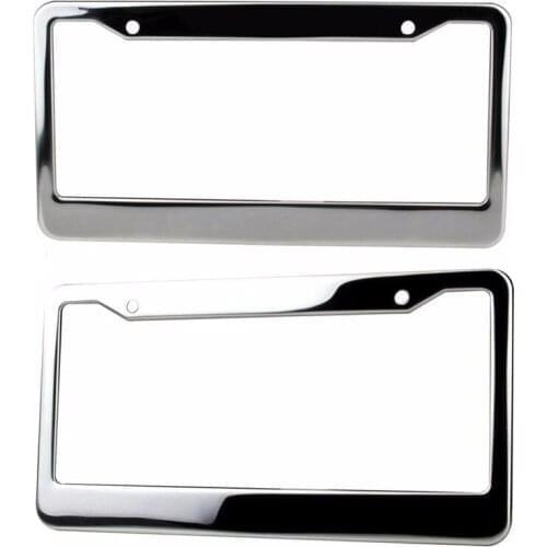 2Pcs/set Silver Stainless Steel Metal License Plate Frame Tag Cover Screw Caps 2017 New Style