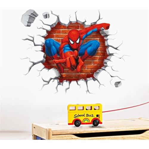 3d Spiderman Wall Sticker For Kids Room Home Decoration Diy Avengers Super Heros Pvc Mural Art Boys Decals Anime Movie Poster