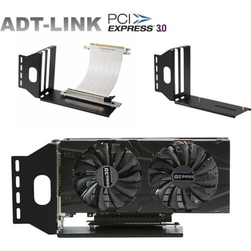 ADT-LINK PC Chassis Graphics card PCIE x16 3.0 Extension White Cable Flexible Full Speed Riser Adapter 16x GPU Vertical Bracket
