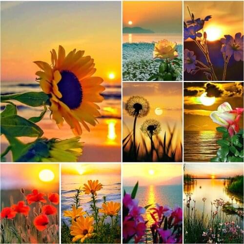 5D DIY Diamond Painting Sunset Seaside Landscape Rhinestone Mosaic Art Picture Kit Full Square/Round Drill Embroidery Home Decor
