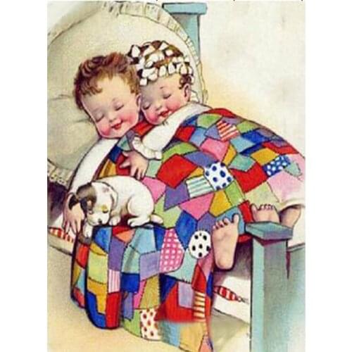 5D DIY Diamond Painting Cross Stitch Baby sleep Full Rhinestones Mosaic 3D Diamond Embroidery Dog Home Decor Painting FZ686