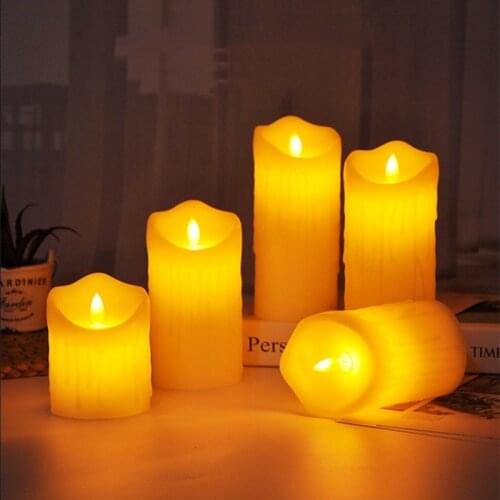 Flameless Candle Romantic Candles Cylindrical Christmas Halloween Candles Decorative Led Lamps Home Romantic Decorative Candle