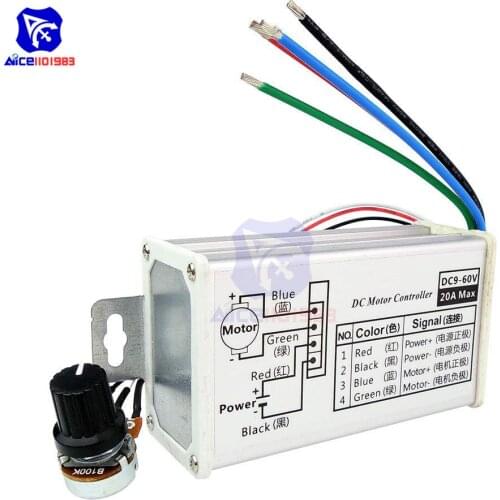 Diymore DC 9 -12V 24V 60V 20A PWM DC Motor Stepless Speed Controller Switch
