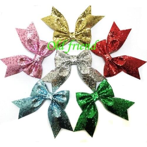 Glitter Hair Bows without clips For clips Hair accessories 80pcs/lot 12 color Free Shipping