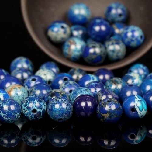 Natural Blue Sea Sediment Jaspers Stone Beads Round Loose Spacer Beads For Jewelry Making 4/6/8/10/12mm DIY Bracelet Handmade