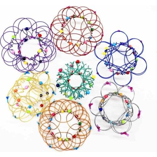 Decompression Variety Flower Basket Soft Steel Ring Ornament Magical Mandala Flower Basket Toy With Changeable Flower Kids Toy