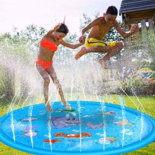 Childrens Spray Water Cushion Summer Kids Play Water Mat Water Splash Play Mat Inflatable Lawn Games Pad Sprinkler Play Toys Out