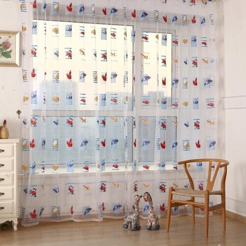 Kid kids machine pattern voile panels clean room door Drape curtains for living room, childrens bedroom free shipping