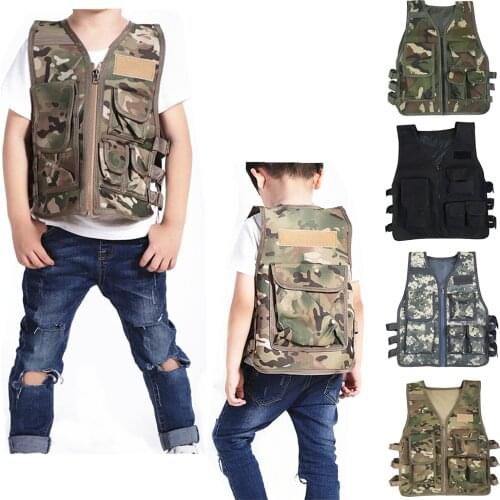 Children Camouflage Sniper Vest Hunting Clothes Kids Boy Girl Woodland Ghillie Suit Army Tactical Uniform Jungle Combat Clothing