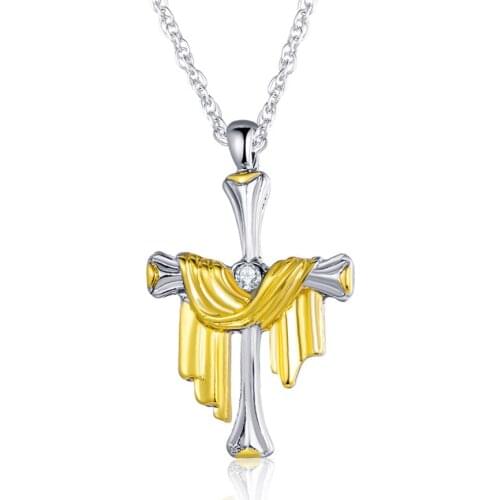 Christian Jesus Cross Pendant Necklace Alloy Crystal Jewelry Gold Silver Long Chains Rhinestone Necklaces Gift for Men Couple
