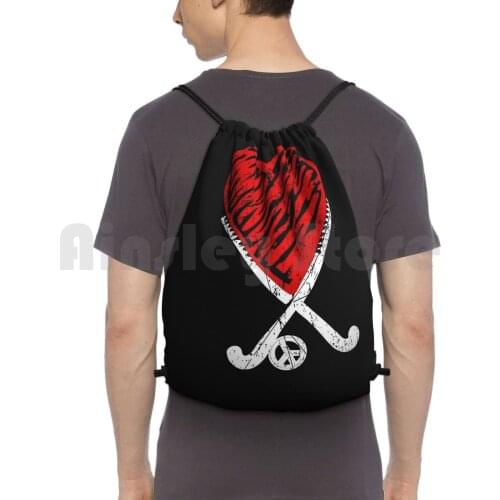 Field Hockey Lover Player I Love Hockey Girl Gift Feldhockey Backpack Drawstring Bags Gym Bag Waterproof Sports Field
