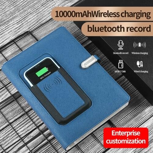 Leather Wireless Charging Notebook with USB Wired Charging Bluetooth Recording U-disk Diary