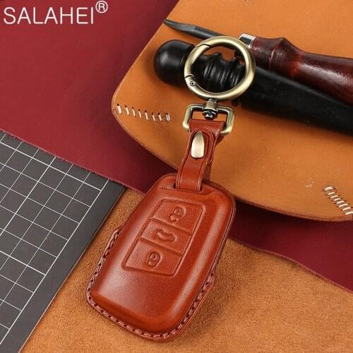 Leather Car Key Case Cover Shell For Volkswagen VW Tiguan MK2 Magotan Passat B8 Golf CC For Skoda Superb A7 Accessories Style