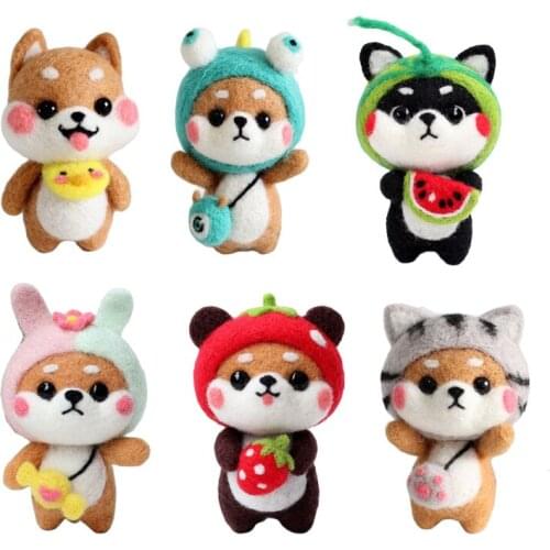 Cute Animal DIY Wool Felt Kit Dog Doll Handmade Wool for Felting Sewing Art Craft Handcraft Kit Creative Gift Home Decor