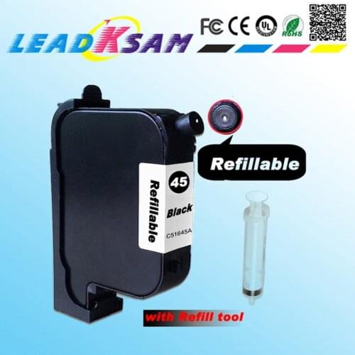 Refillable ink cartridge compatible for hp45 51645A replacement for 45 CAD Graph plotter Graph plotter for 1280 1180