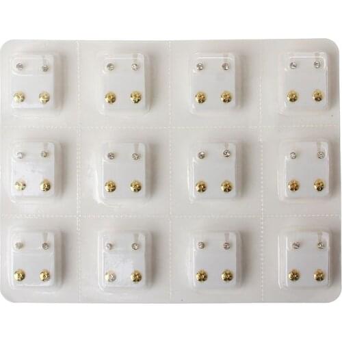 12 Pairs Gold Ear Piercing Earrings Set Hypoallergenic Mini 3mm CZ Studs Jewelry