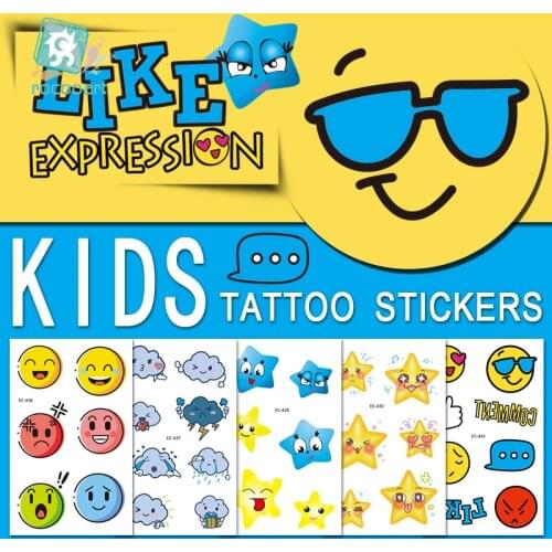 Children Award Stickers Birthday Party Cartoon Tmporary Tattoo Smiling Face Design Boy Girl Gift Fake Flash Tattoo