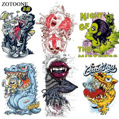 ZOTOONE Clown Monster Patches for Clothing DIY Heat Transfer Printed Sticker Jeans Press Appliqued Decoration Iron on Patch E
