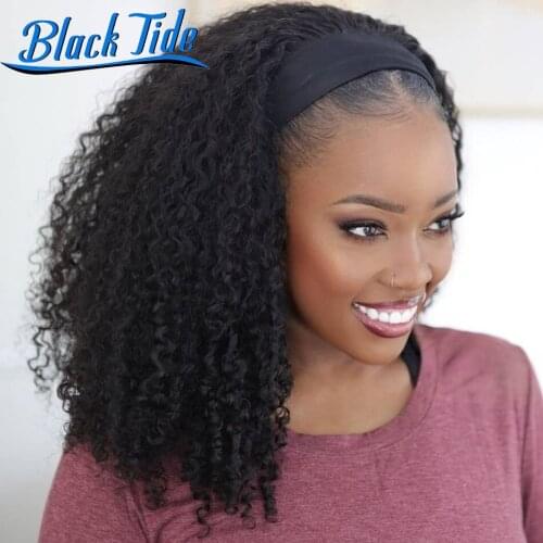 Headband Wigs Human Hair Remy 150% Curly Headband Wig Headband Wig Human Hair Kinky Curly Full Machine Wigs For Women Human Hair