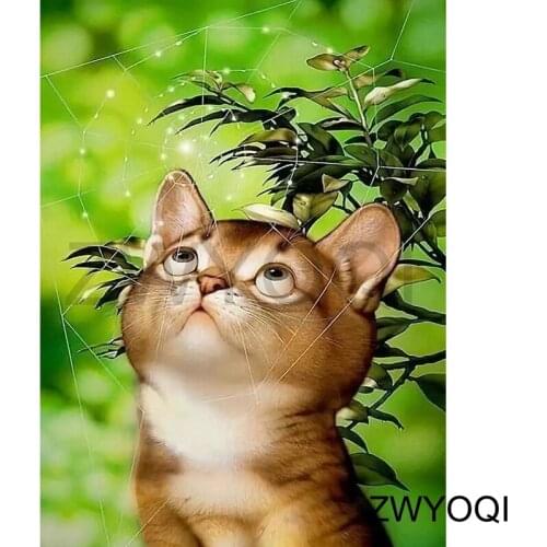 Full Square Diamond painting Cross stitch spiderweb cat Full Round Diamond mosaic cat Branches 5D DIY Diamond embroidery cobweb