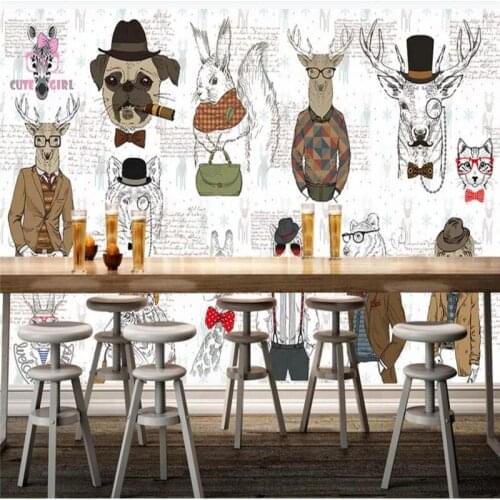 Custom wallpaper abstract animal American restaurant bar tooling background wall painting decorative waterproof material