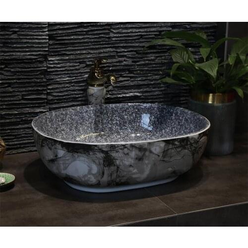 Basin sink Washbasin Ceramic Bathroom Washbasin Ink Elliptical Balcony oval ceramic Wash basin bathroom sink