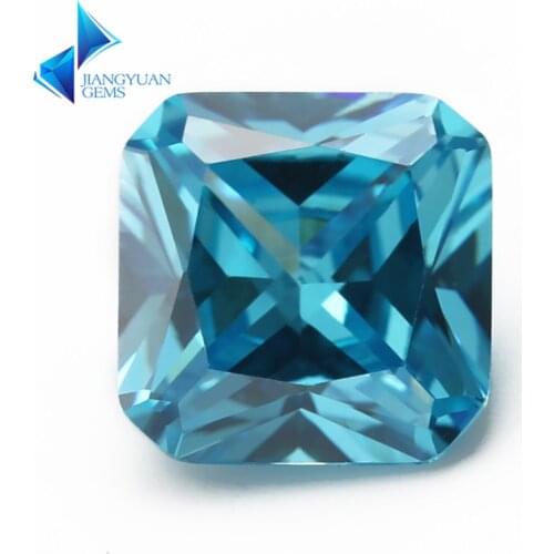 Size 4x4~10x10mm Square Octangle Shape Princess Cut 5A Seablue Zirconia Stone Synthetic Gems CZ stone