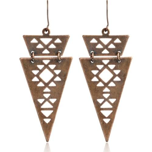 Retro Earrings Geometric Long Back Triangle Pendant Earrings Personalized Rock Metal Earring Women Party Jewelry Accessories