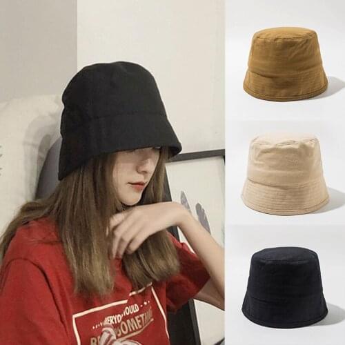 Solid Color Panama Bucket Hats Women Harajuku Campaniform Sun Hat Soft Cotton Spring Summer Outdoor Fisherman Caps
