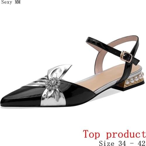 Women Low Heels Pumps Med Heel Shoes Woman Party Shoes Kitten Heels Genuine Leather Small Plus Size 34 -40 41 42