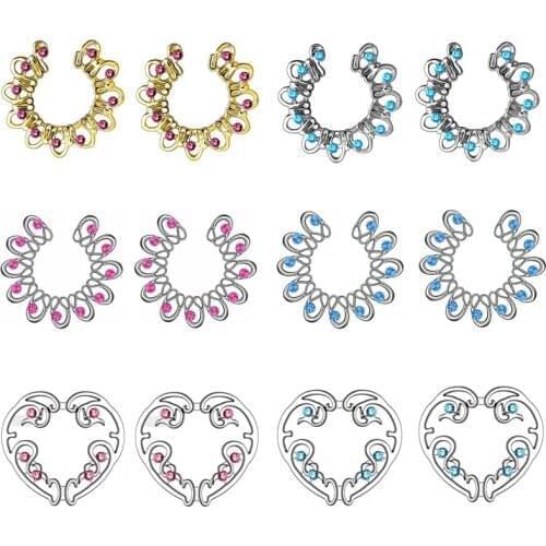 1Pair Surgical Steel Zircon Fake Nipple Piercing Bar Ring Sexy Shiny Ball Nipple Rings Barbell Jewelry Piercing Pezon Mujer Gift