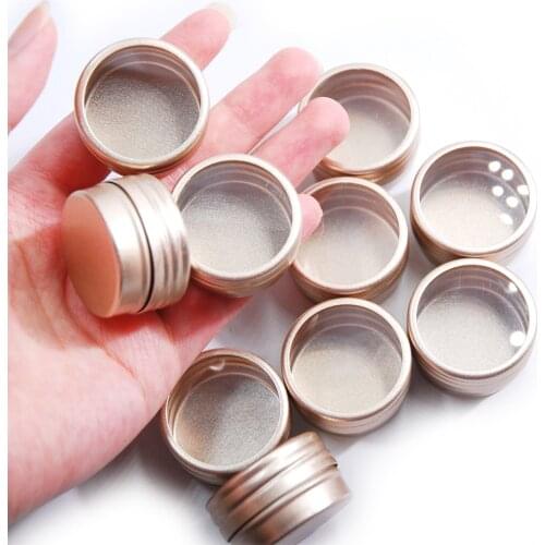 100Pcs 10g Gold/Silver/Black Empty Nail Art Cosmetic Jars Nail Art 3D Decoration Containers Bottles With Window Rhinestones Box